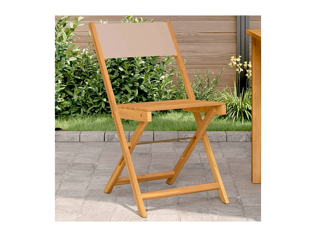 Bistrostoelen 2 st massief acaciahout en stof taupe BE954414