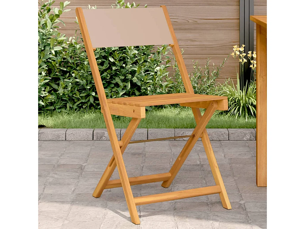 Lot de 2 Chaises de bistrot taupe bois d'acacia massif et tissu FR51574