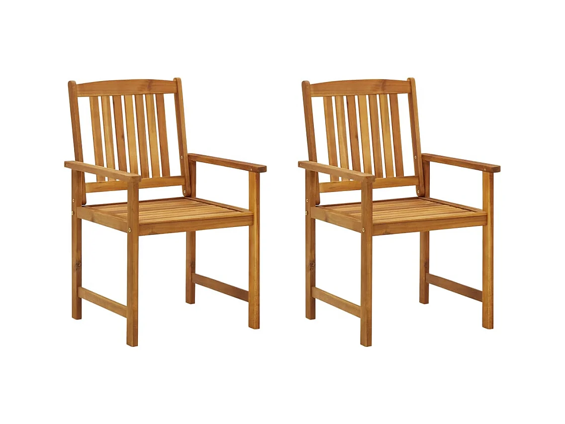 Lot de 2 Chaises de jardin avec coussins Bois d'acacia massif FR88544