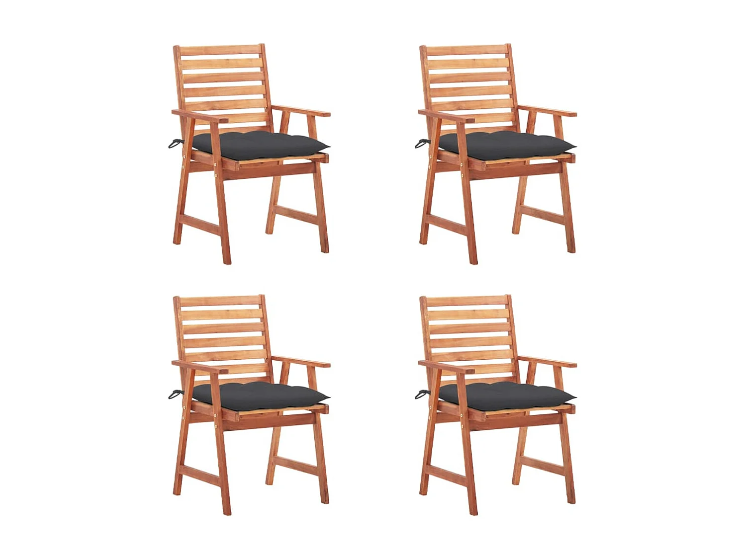 Lot de 4 Chaises à dîner de jardin avec coussins Acacia massif FR42967