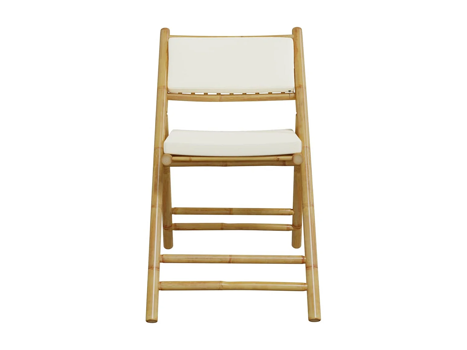 Juego de 4 Sillas de bistró plegables con cojines bambú blanco crema ES437022