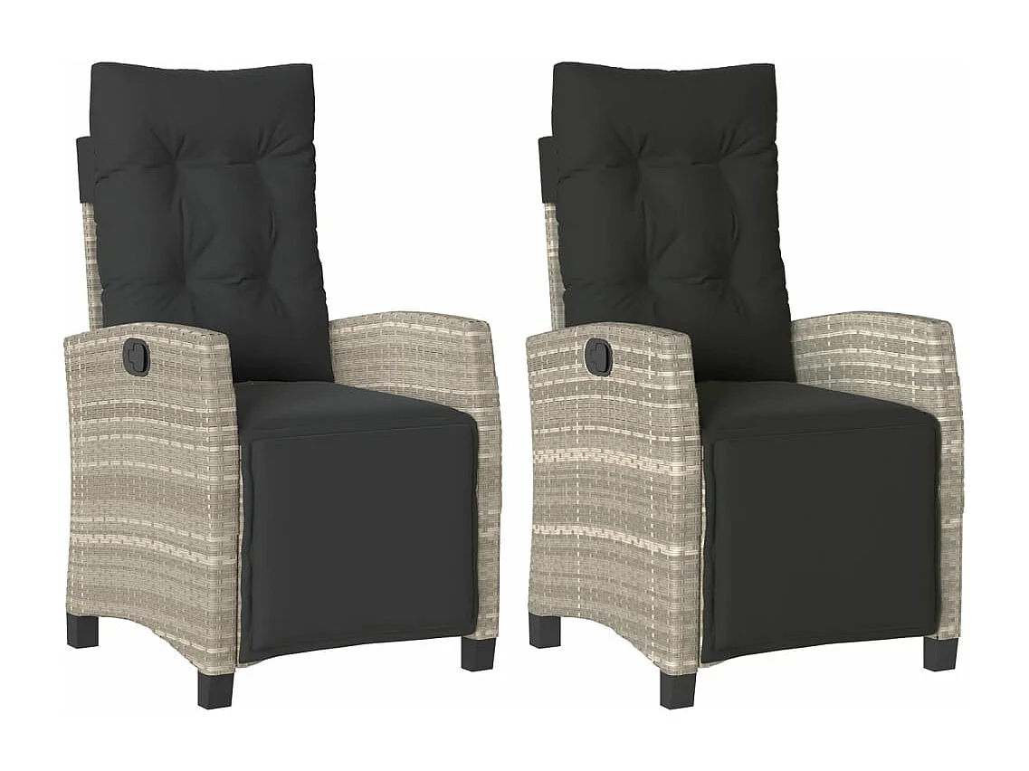 Lot de 2 Chaises inclinables de jardin avec repose-pied rotin FR38319