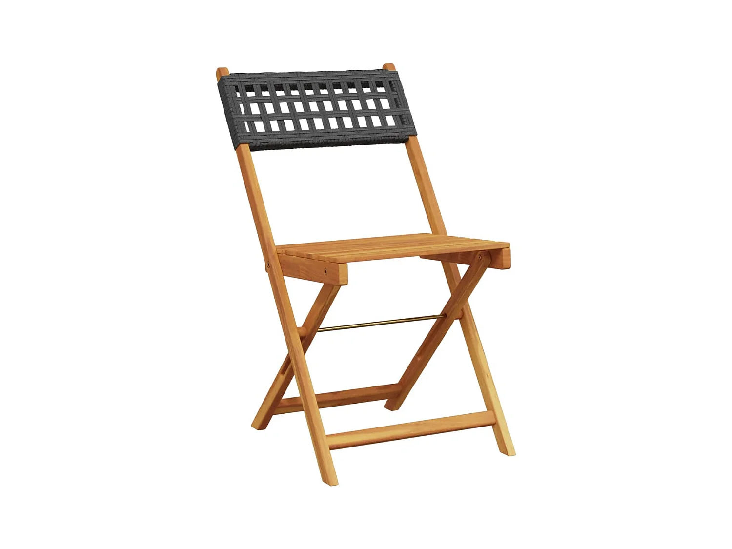 Lot de 4 Chaises de jardin pliantes noir poly rotin bois massif FR89543