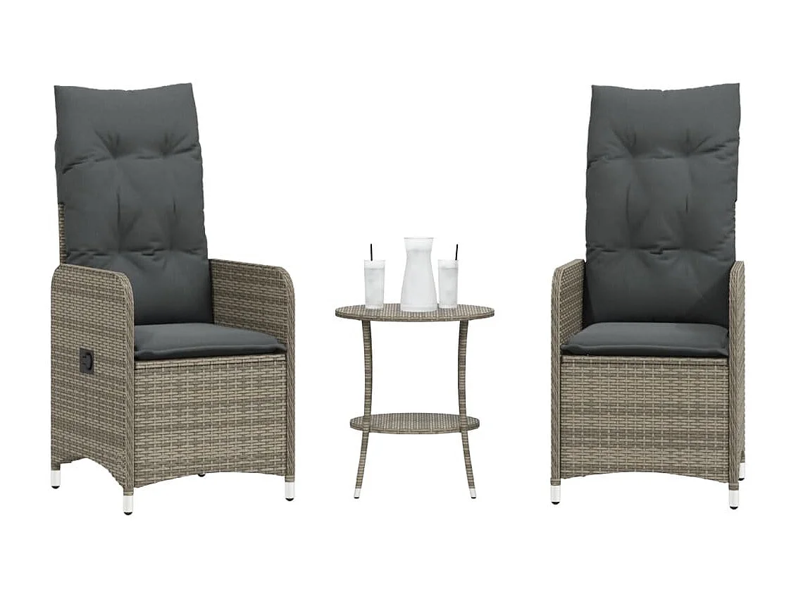 Lot de 2 Chaises inclinables de jardin et table résine tressée FR30083