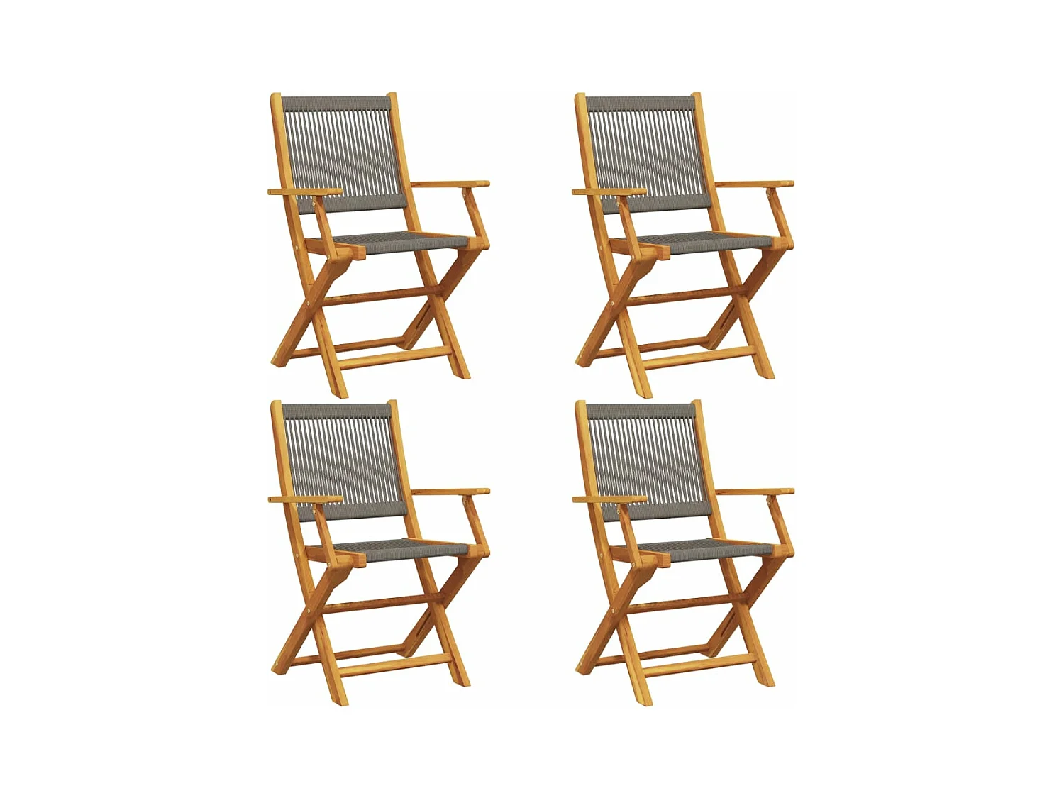 Lot de 4 Chaises pliables de jardin gris bois d'acacia massif FR31525