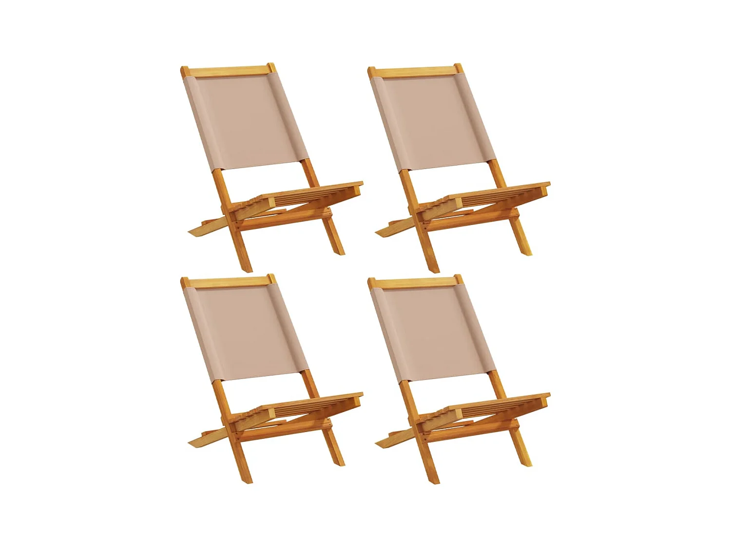 Tuinstoelen 4 st inklapbaar stof en massief hout taupe BE498520