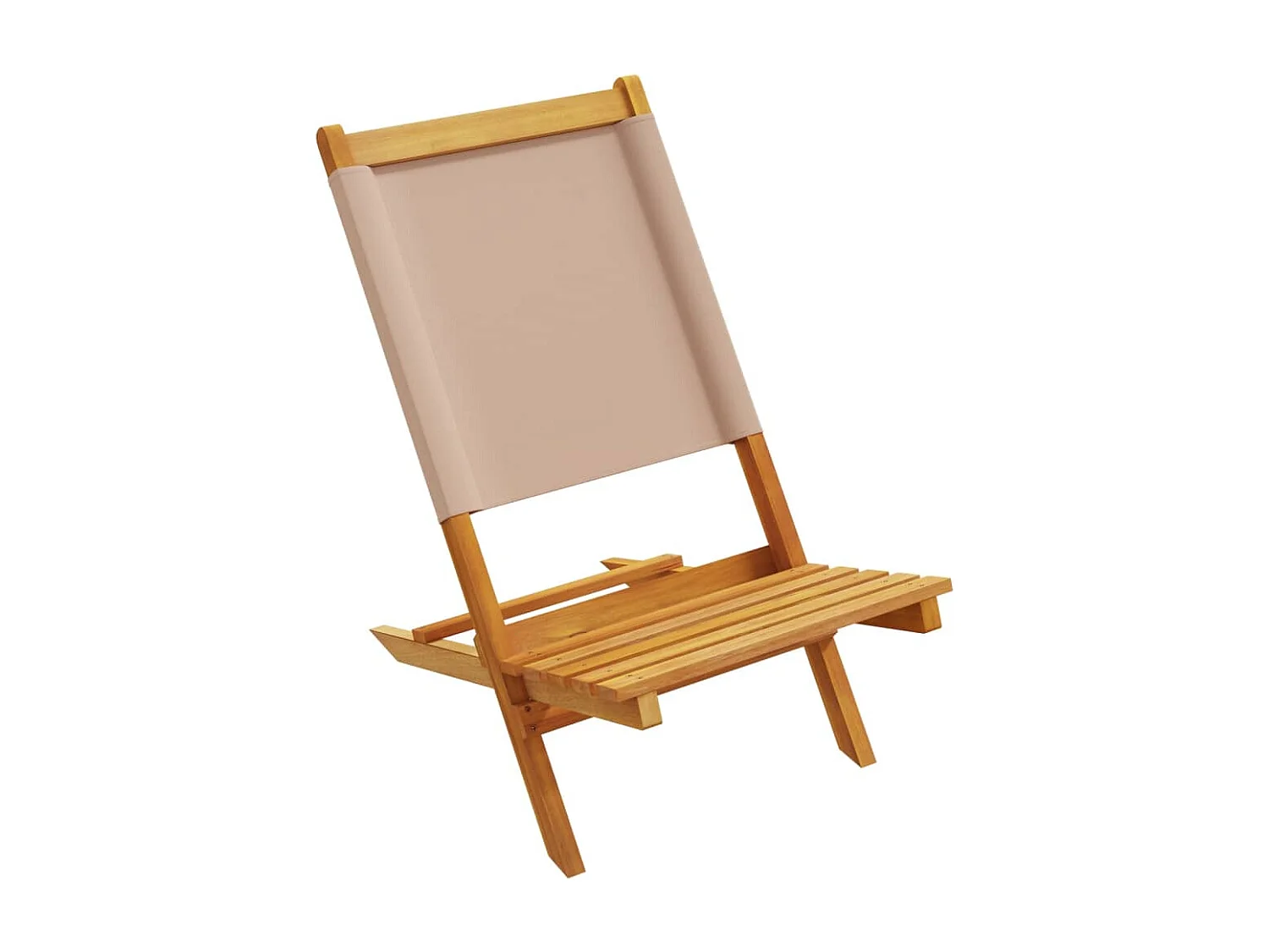 Lot de 4 Chaises de jardin pliantes taupe tissu et bois massif FR36949