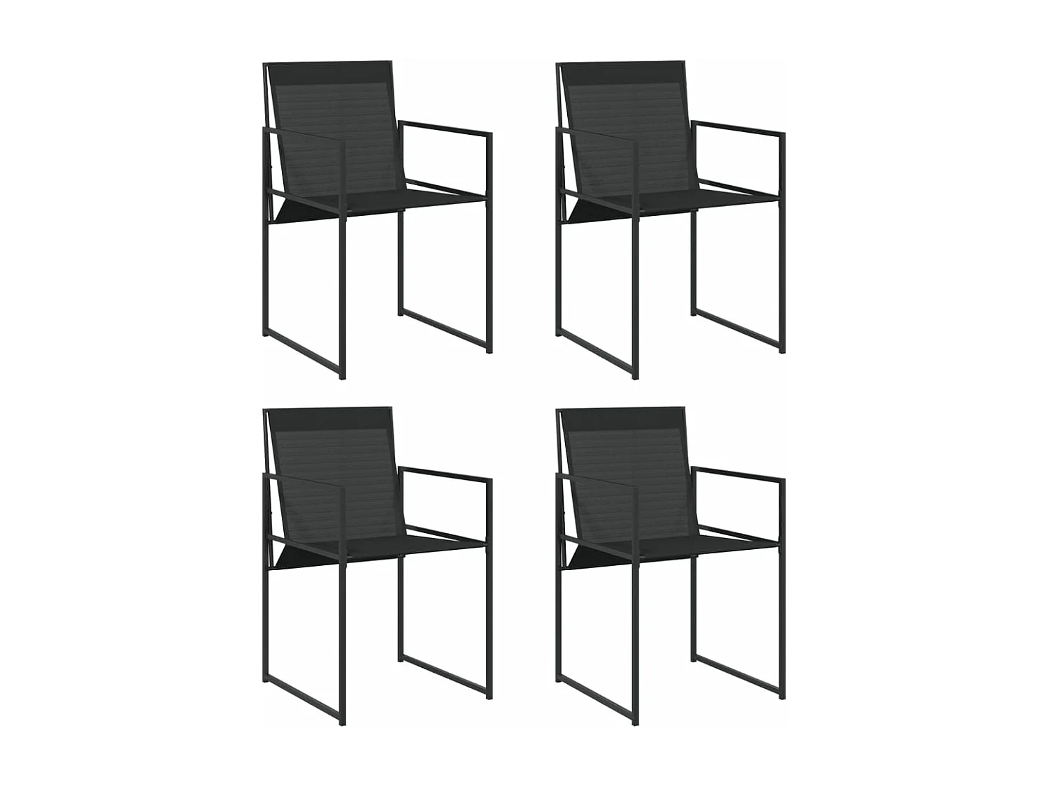 Lot de 4 Chaises de jardin noir acier et textilène FR92736