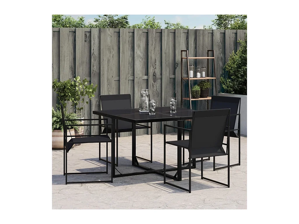 Lot de 4 Chaises de jardin noir acier et textilène FR92736