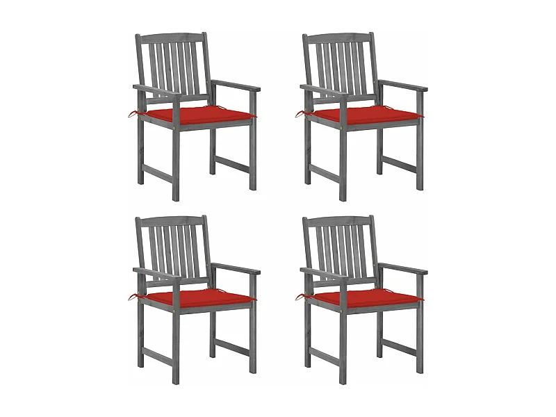 Lot de 4 Chaises de jardin avec coussins Gris Bois d'acacia massif FR70316