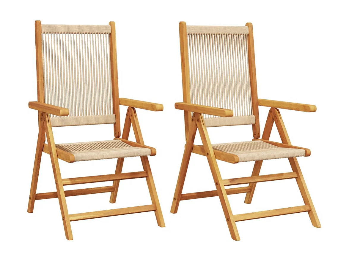 Lot de 2 Chaises de jardin beige bois d'acacia et polypropylène FR13189