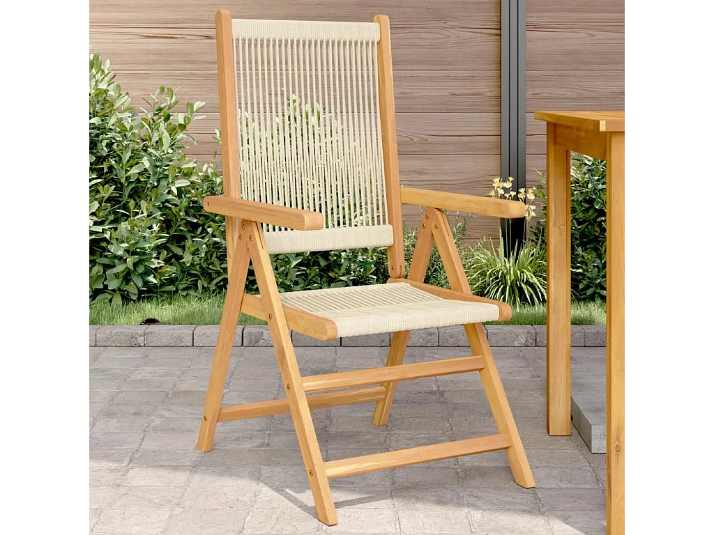 Lot de 2 Chaises de jardin beige bois d'acacia et polypropylène FR13189