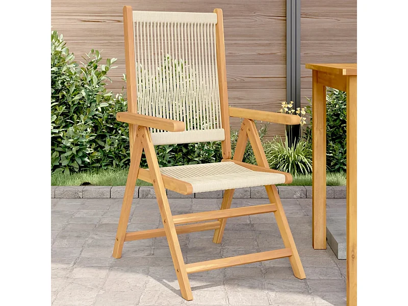 Lot de 2 Chaises de jardin beige bois d'acacia et polypropylène FR13189