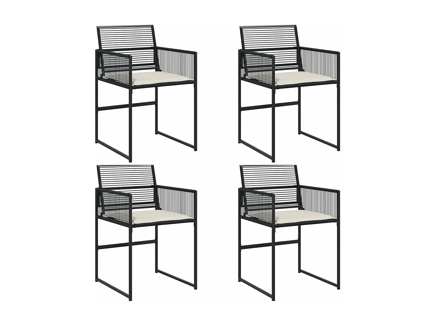 Lot de 4 Chaises de jardin avec coussins noir résine tressée FR96973