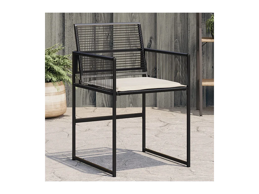 Lot de 4 Chaises de jardin avec coussins noir résine tressée FR96973
