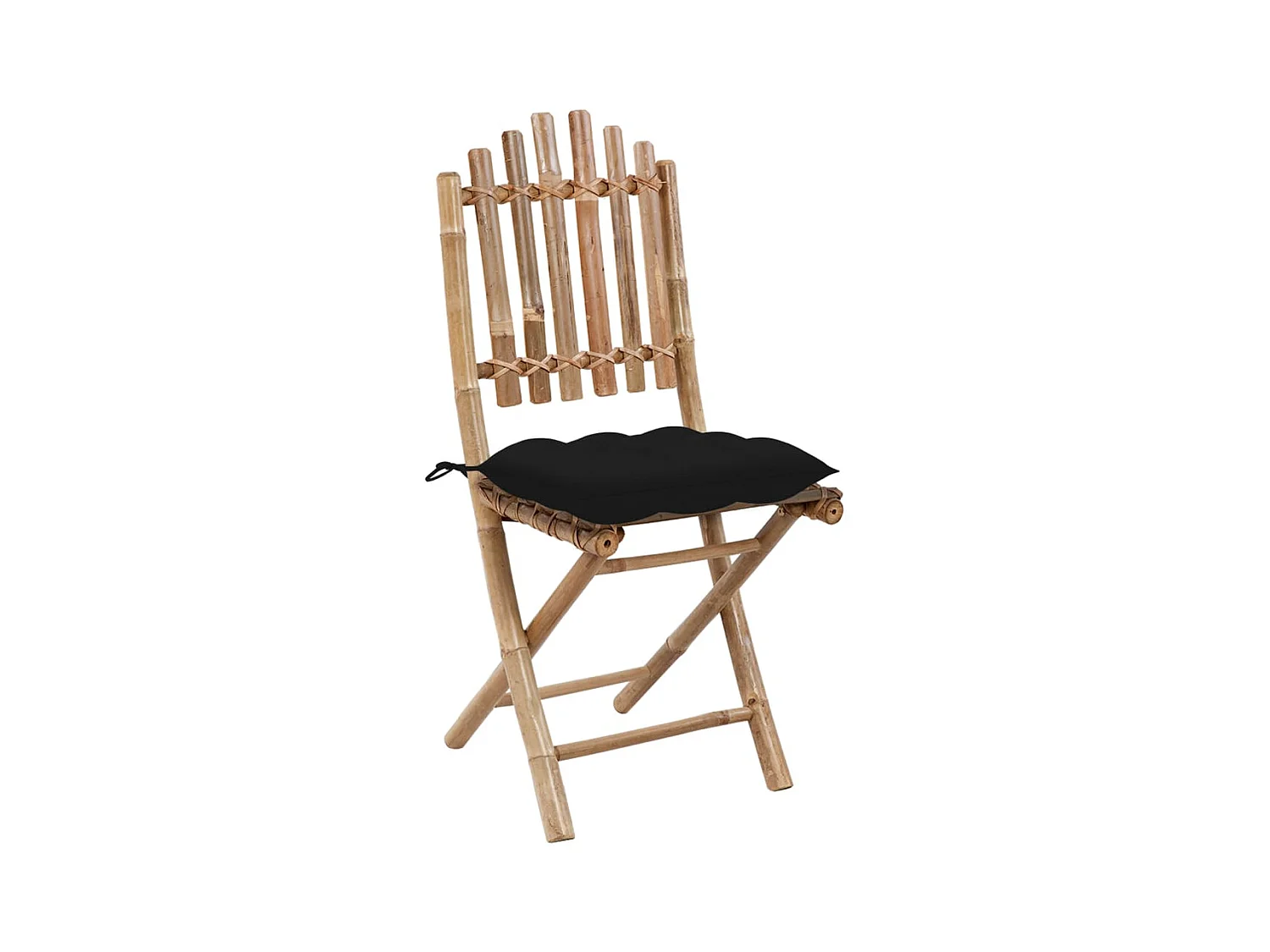 Lot de 2 Chaises pliables de jardin avec coussins Bambou FR79189