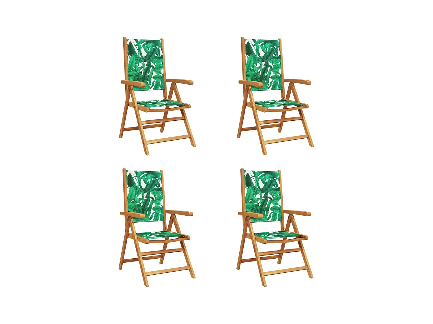 Lot de 4 Chaises inclinables de jardin vert tissu bois massif FR90525