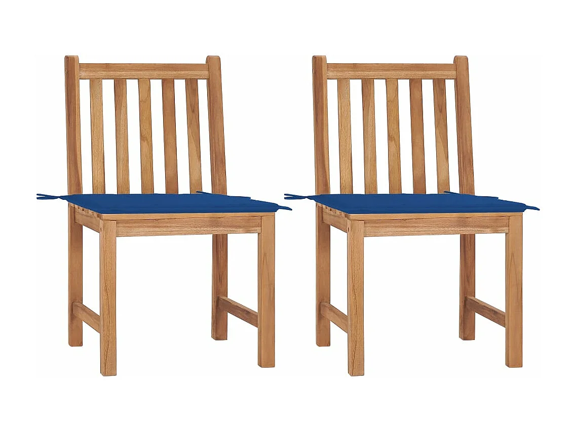 Lot de 2 Chaises de jardin avec coussins Bois de teck massif FR97953