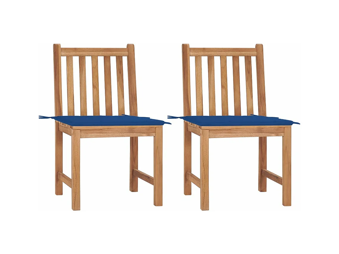 Juego de 2 Sillas de jardín madera maciza de teca con cojines ES231898