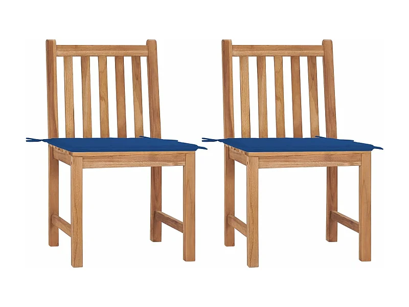 Lot de 2 Chaises de jardin avec coussins Bois de teck massif FR97953