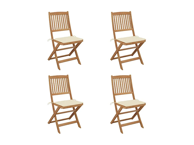 Lot de 4 Chaises pliables de jardin avec coussins Bois d'acacia FR16559