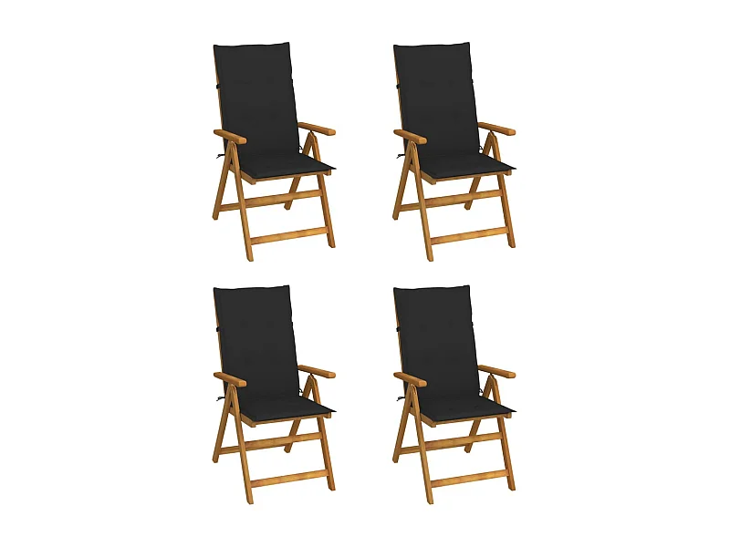 Lot de 4 Chaises inclinables de jardin avec coussins Bois d'acacia FR79285