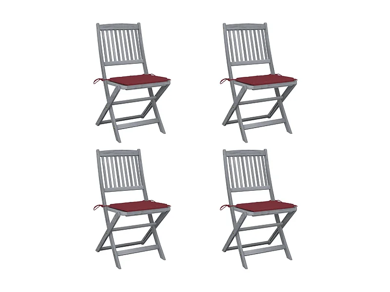 Lot de 4 Chaises pliables de jardin avec coussins Bois d'acacia FR83228