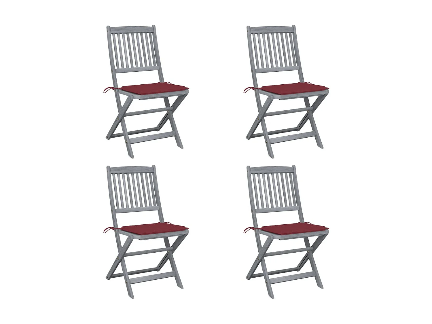 Lot de 4 Chaises pliables de jardin avec coussins Bois d'acacia FR83228