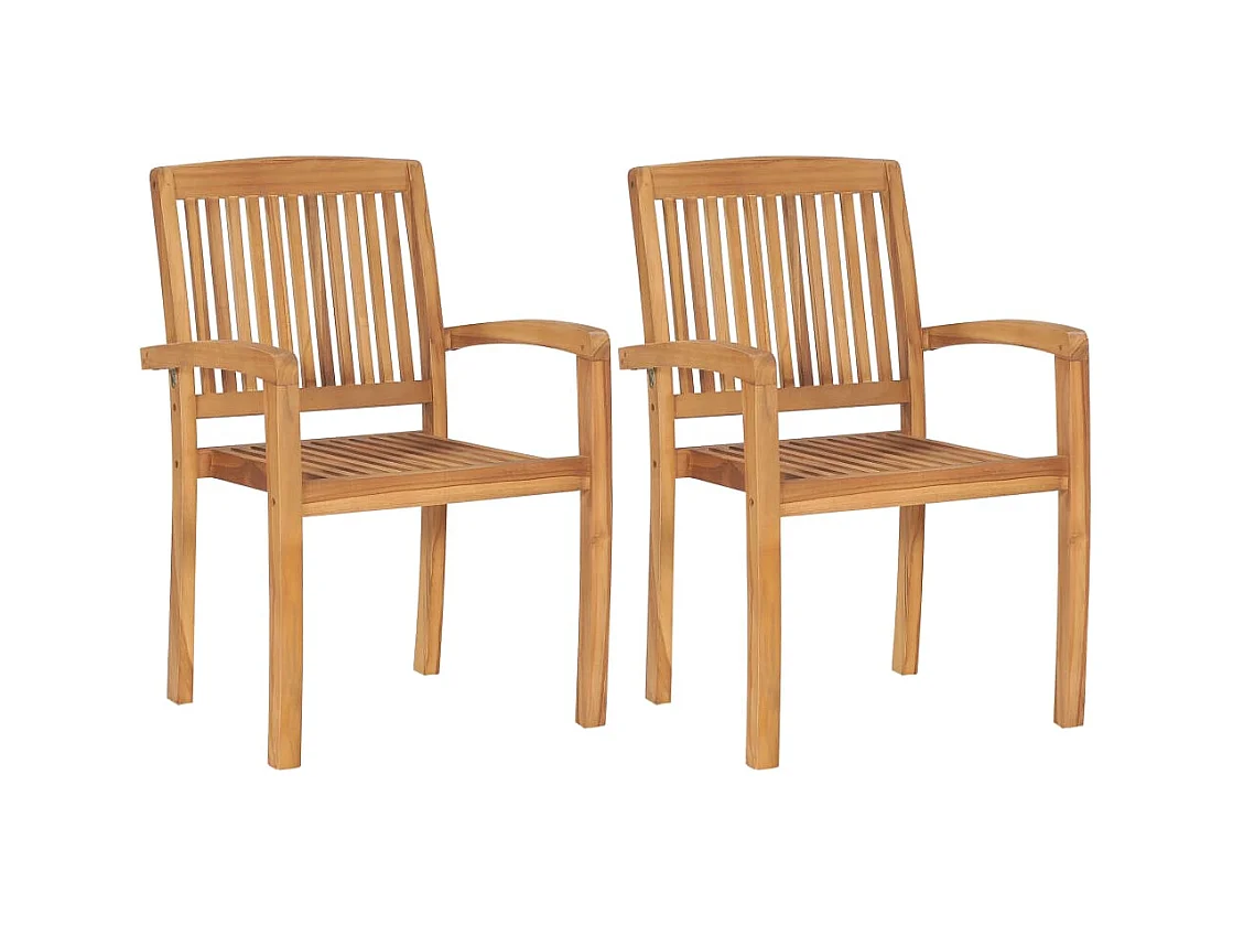Lot de 2 Chaises de jardin avec coussins bordeaux Teck massif FR88528