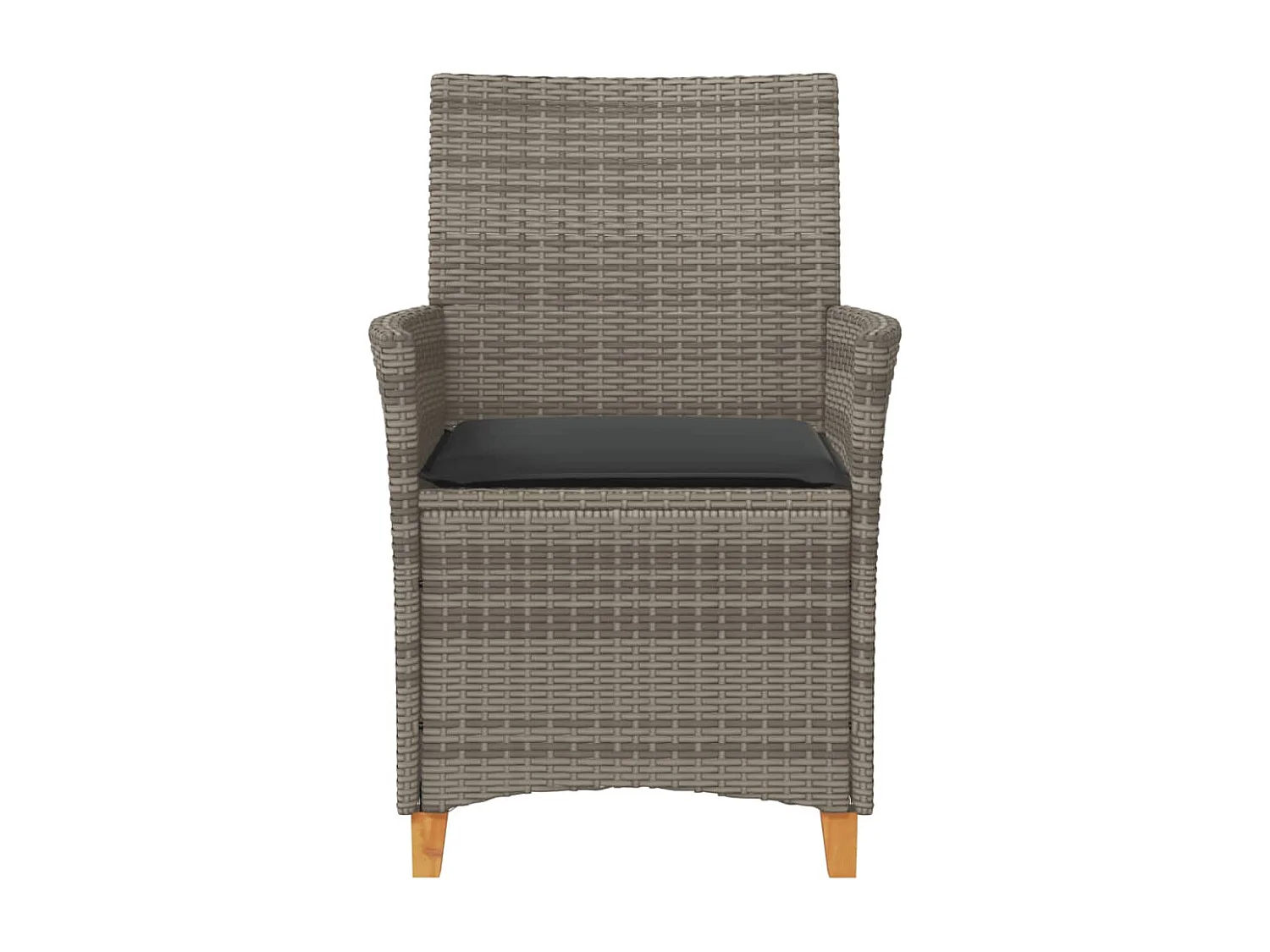 Lot de 2 Chaises de jardin coussins gris résine tressée et bois FR16245