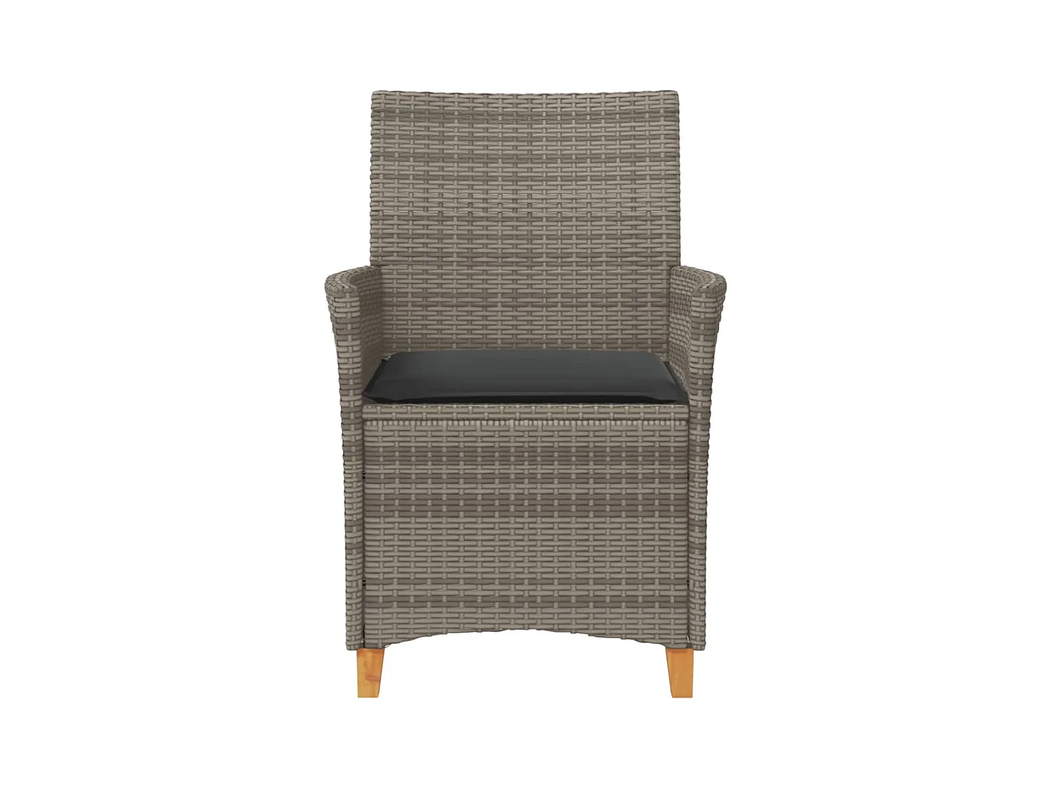 Lot de 2 Chaises de jardin coussins gris résine tressée et bois FR16245