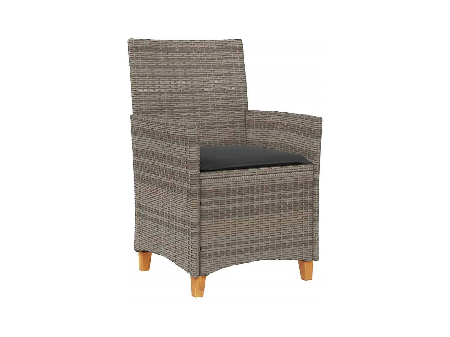 Lot de 2 Chaises de jardin coussins gris résine tressée et bois FR16245