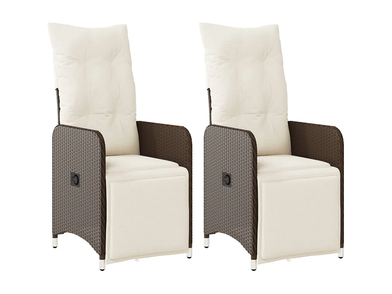 Tuinstoelen 2 st verstelbaar met kussens poly rattan bruin BE401942