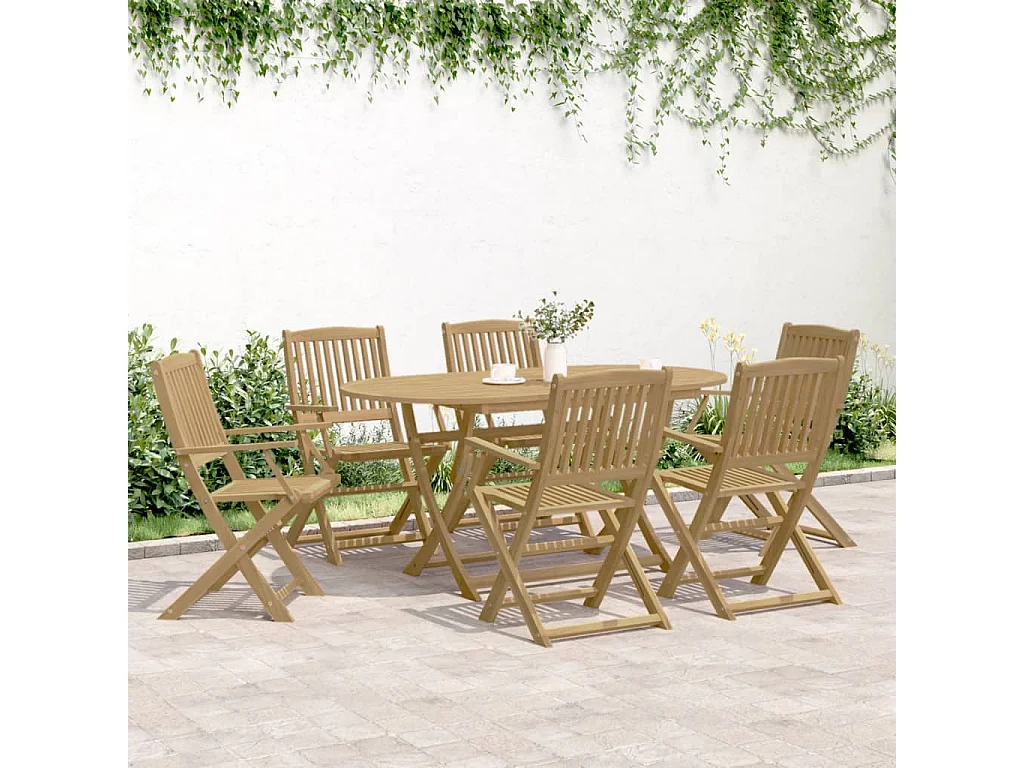 Juego de 6 Sillas jardín plegables madera maciza acacia 54,5x58x90cm ES262775