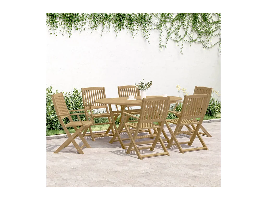 Lot de 6 Chaises de jardin pliantes 54,5x58x90 cm bois d'acacia FR19280