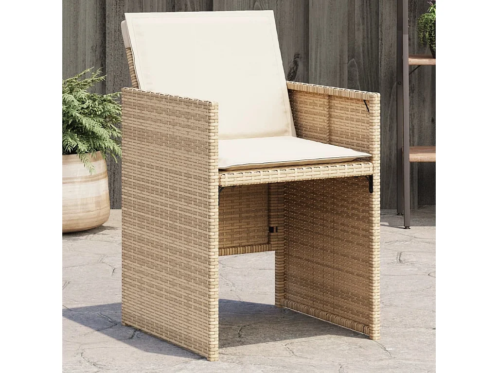 Lot de 4 Chaises de jardin avec coussins beige résine tressée FR30734