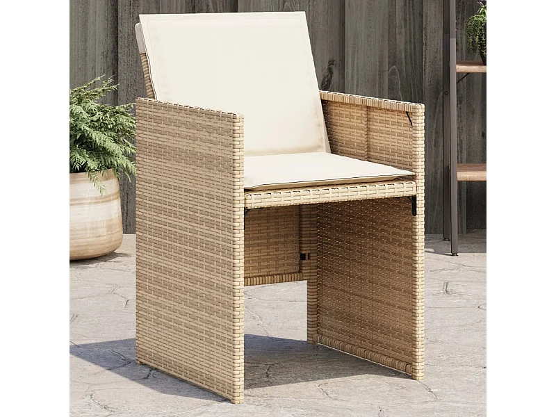 Lot de 4 Chaises de jardin avec coussins beige résine tressée FR30734