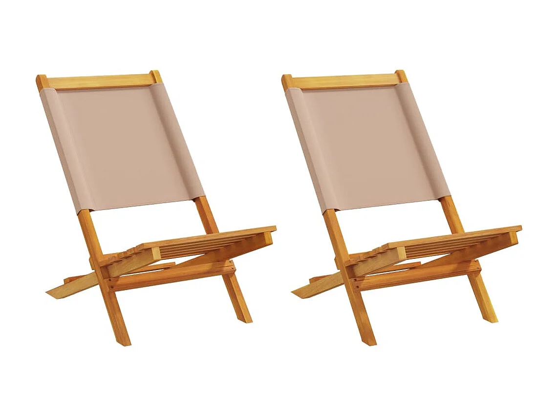 Lot de 2 Chaises de jardin taupe bois d'acacia massif et tissu FR94525