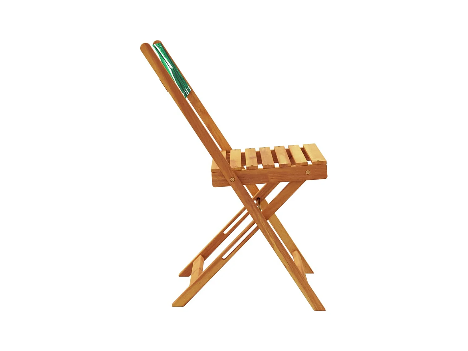 Lot de 4 Chaises de jardin pliantes vert tissu et bois massif FR61681
