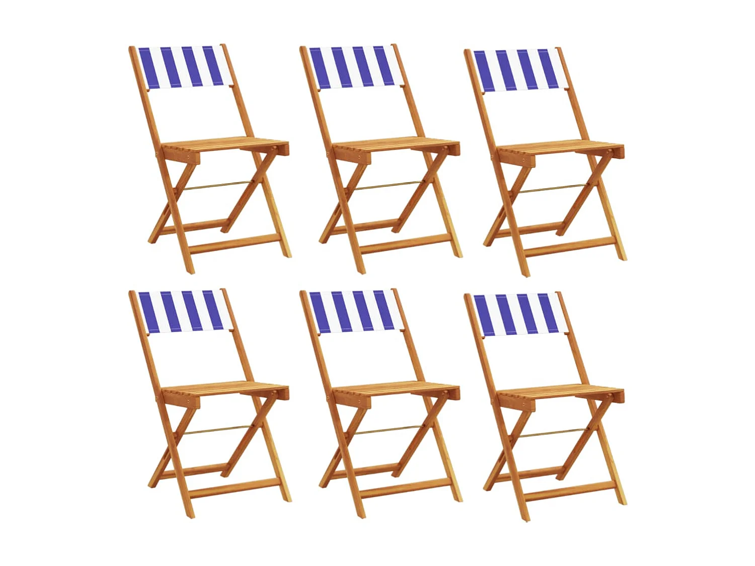 Cadeiras de jardim dobráveis 6 pcs tecido/madeira azul e branco PT593983