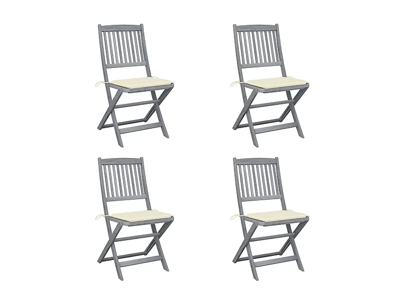 Lot de 4 Chaises pliables de jardin avec coussins Bois d'acacia FR92698