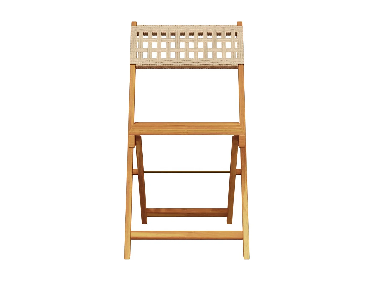 Lot de 4 Chaises de jardin pliantes beige rotin et bois massif FR39256