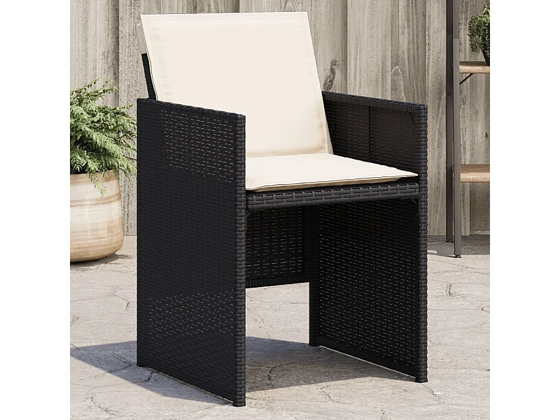 Lot de 4 Chaises de jardin avec coussins noir résine tressée FR80725