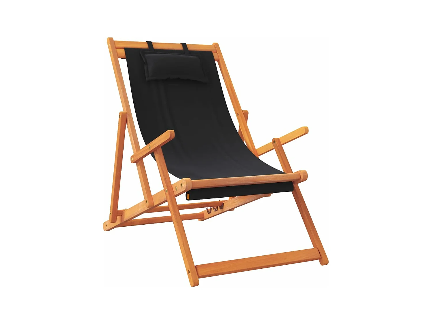 Lot de 2 Chaises de plage pliables noir tissu FR39851
