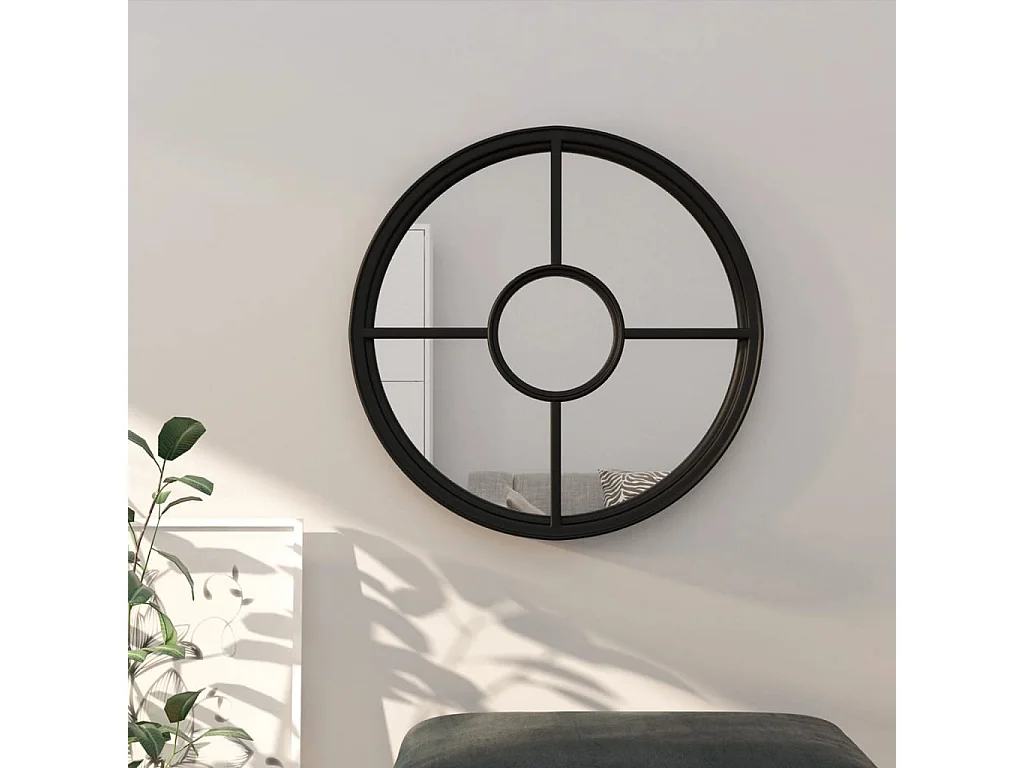 Spiegel rond 40x4 cm ijzer zwart BE803232