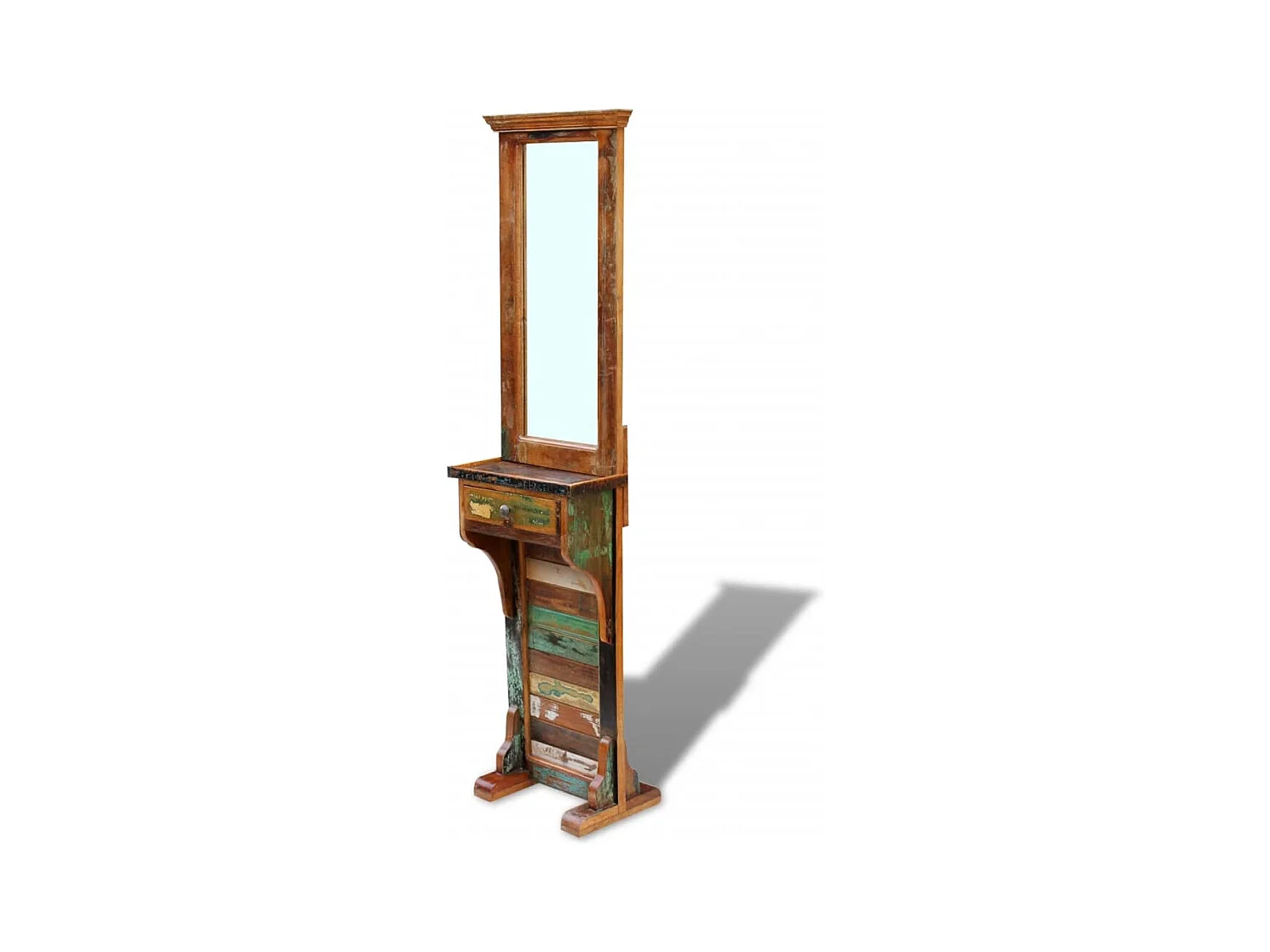 Miroir de couloir bois de récupération massif 47x23x180 cm FR11293