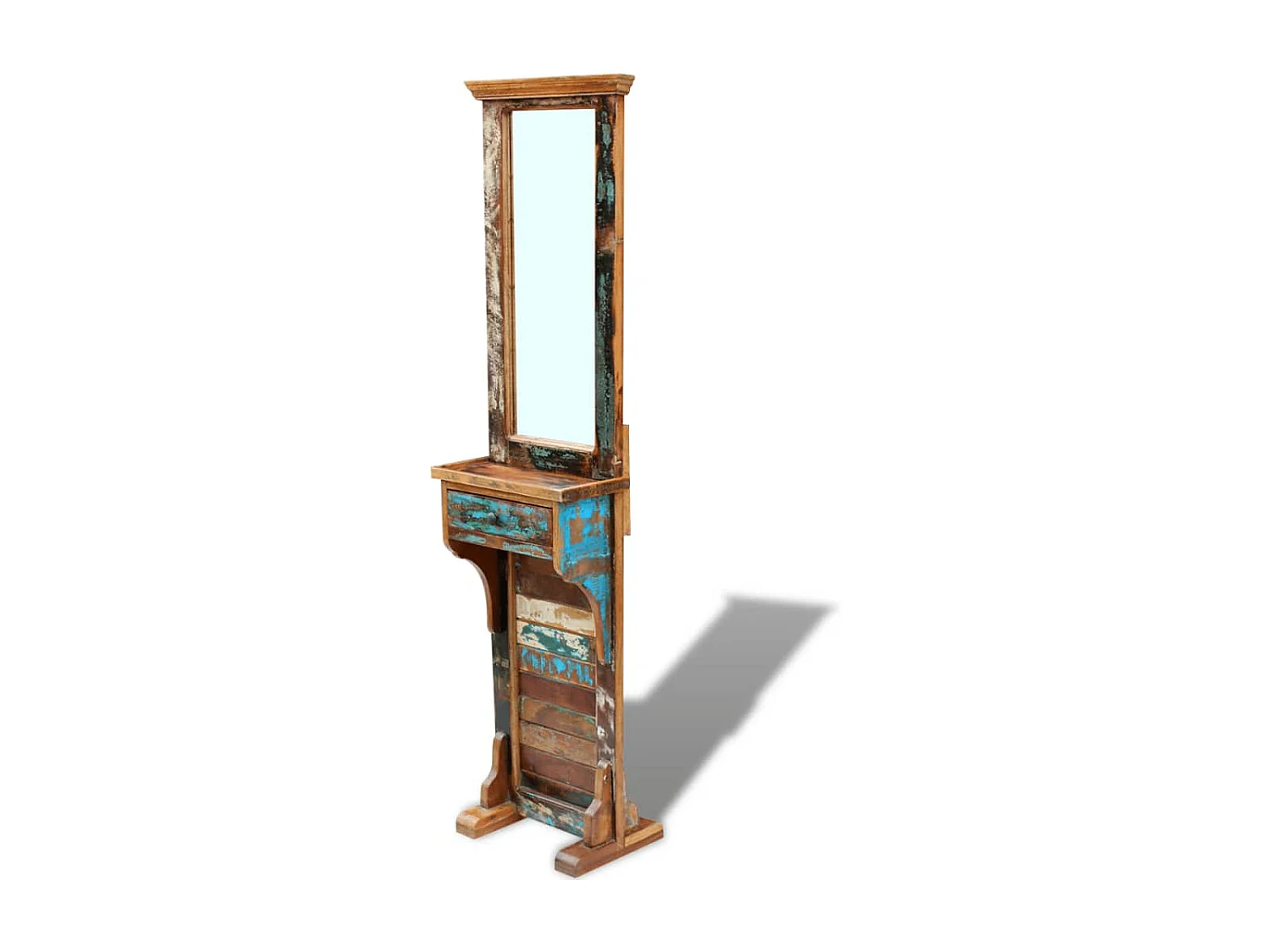 Miroir de couloir bois de récupération massif 47x23x180 cm FR11293