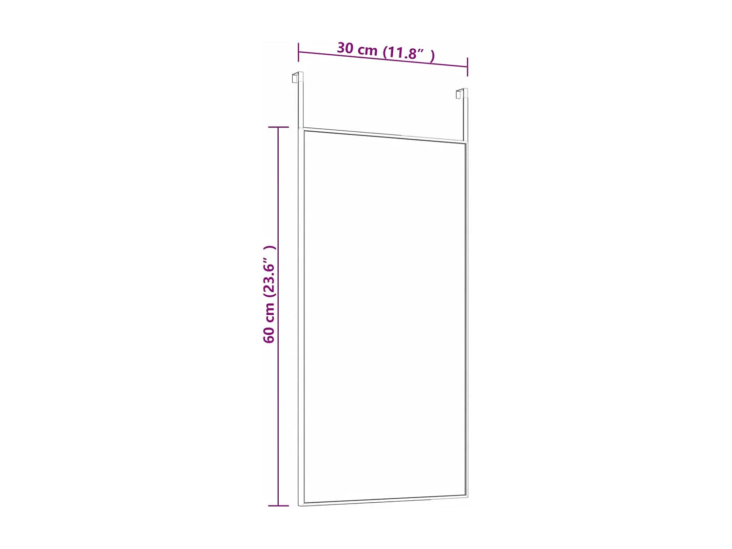 Espejo de puerta cristal y aluminio negro 30x60 cm ES265777