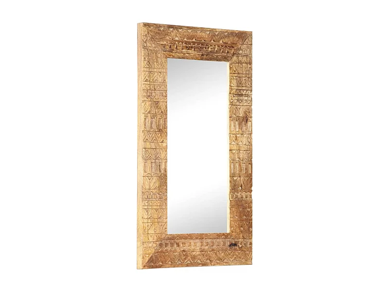 Miroir sculpté à la main 80x50x2,5 cm bois de manguier solide FR35752