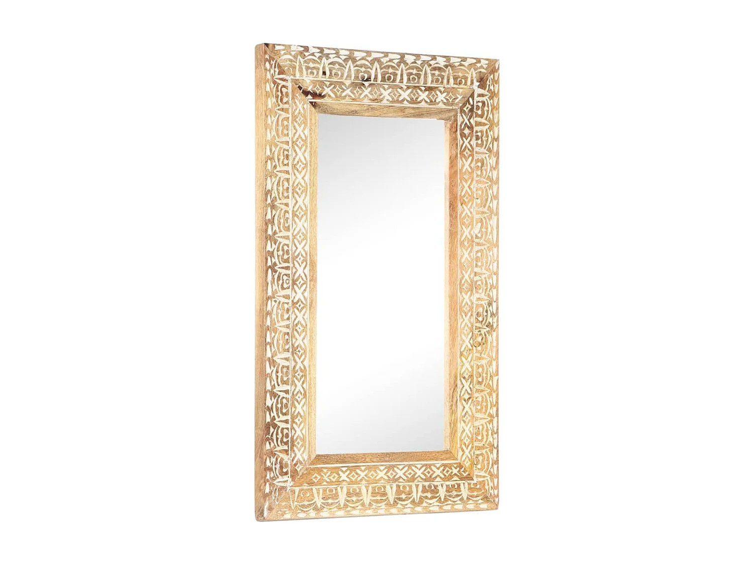 Miroir sculpté à la main 80x50x2,6 cm Bois de manguier solide FR64178
